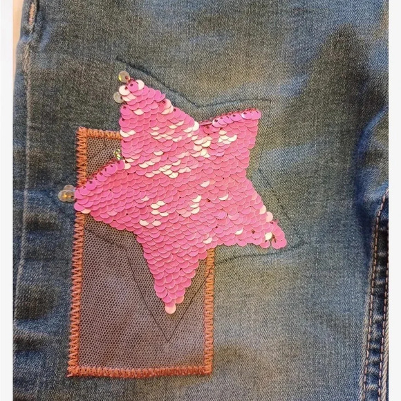 Desigual Emboidered Stars Sequins Skinny Jeans Size 9/10 - Picture 9 of 11